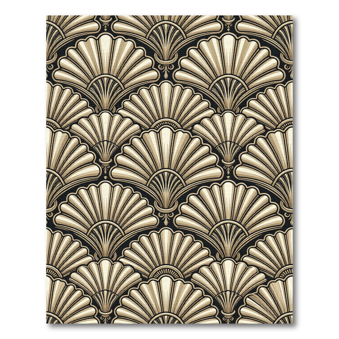 Cream Fan Shell Geometric Repeat Rug