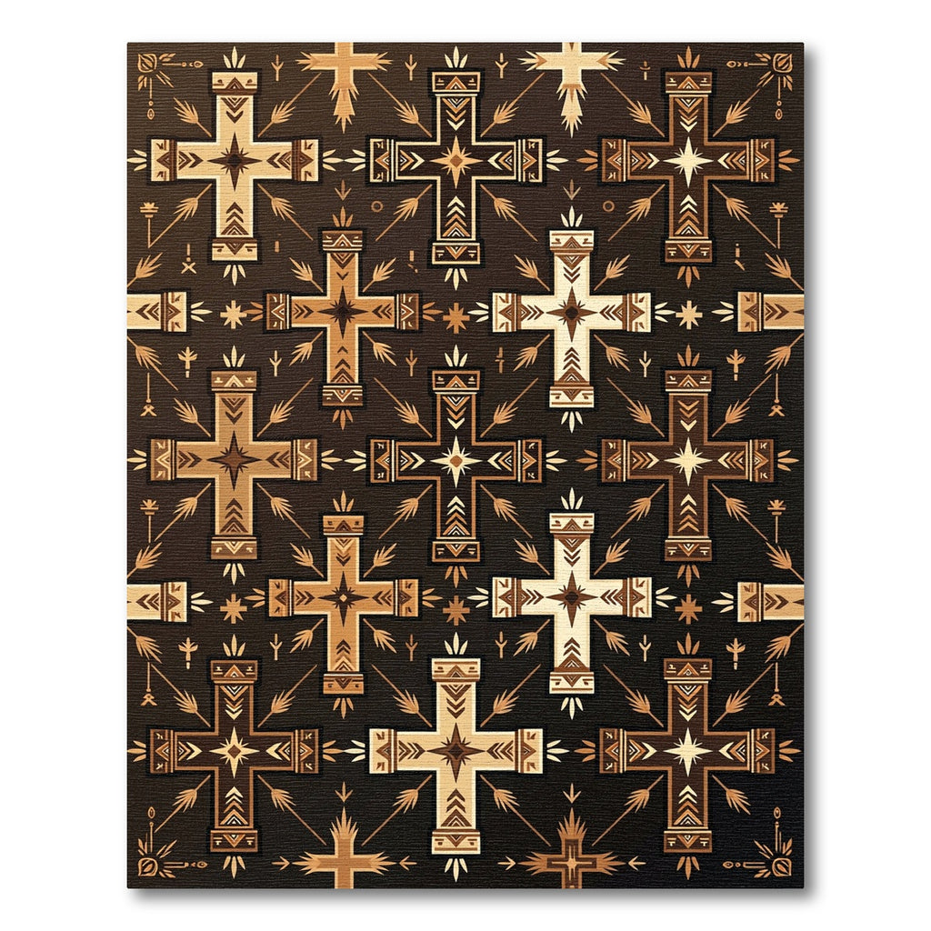 Earth Tone Geometric Cross Medallion Rug