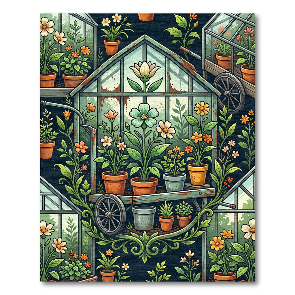 Floral Greenhouse Botanical Garden Art Rug
