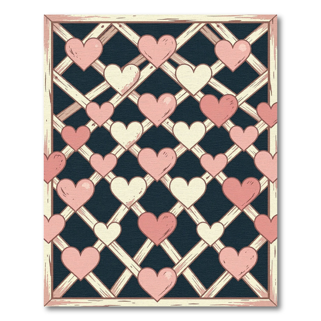 Sweet Pastel Heart Trellis Lattice Rug