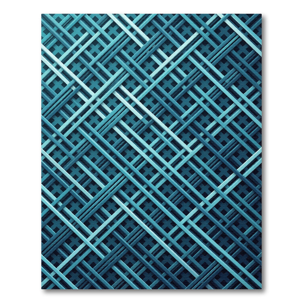 Deep Teal Interlocking Grid Rug
