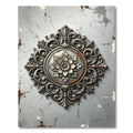 Ornate Antique Silver Floral Medallion Rug