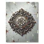 Ornate Antique Silver Floral Medallion Rug