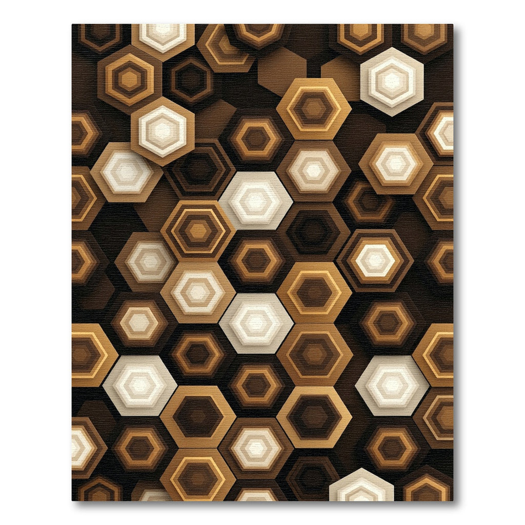 Sophisticated Brown Geometric Hexagon Rug