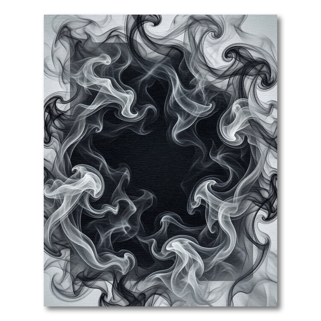 Monochrome Swirling Smoke Abstract Rug