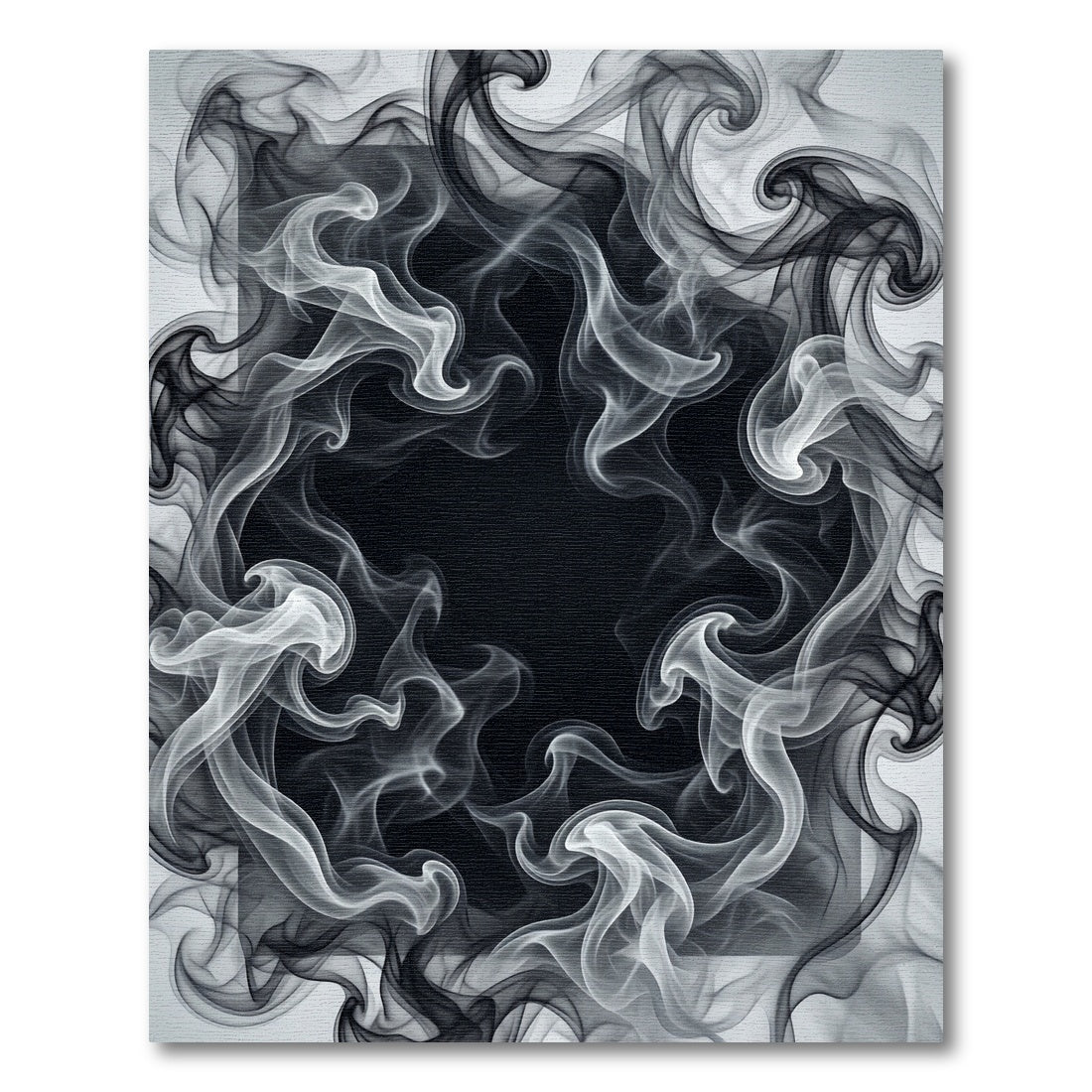 Monochrome Swirling Smoke Abstract Rug