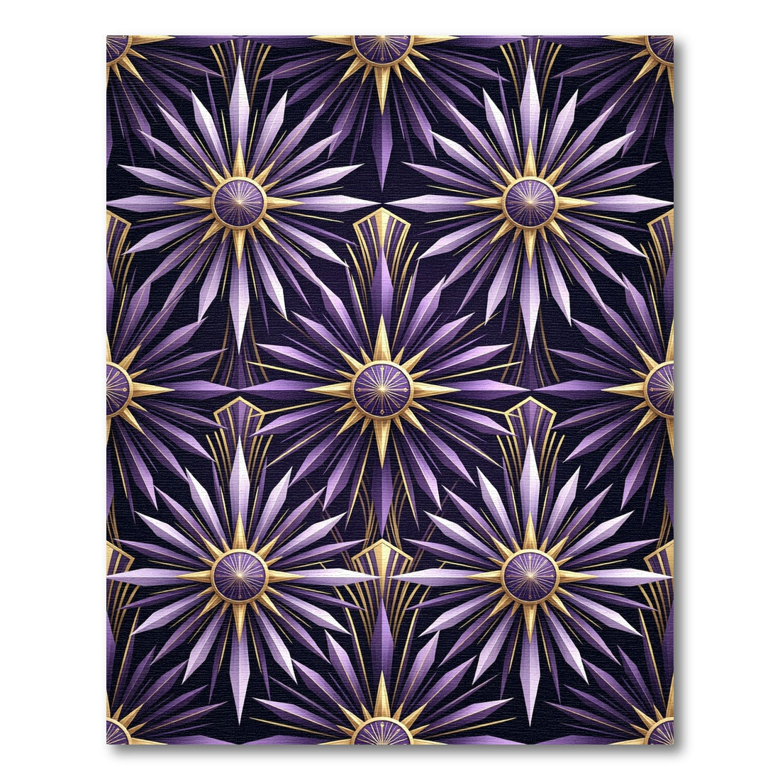 Ornate Purple Sunburst Geo Rug