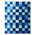 Geometric Blue Tonal Pixel Grid Rug