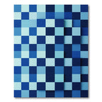 Geometric Blue Tonal Pixel Grid Rug