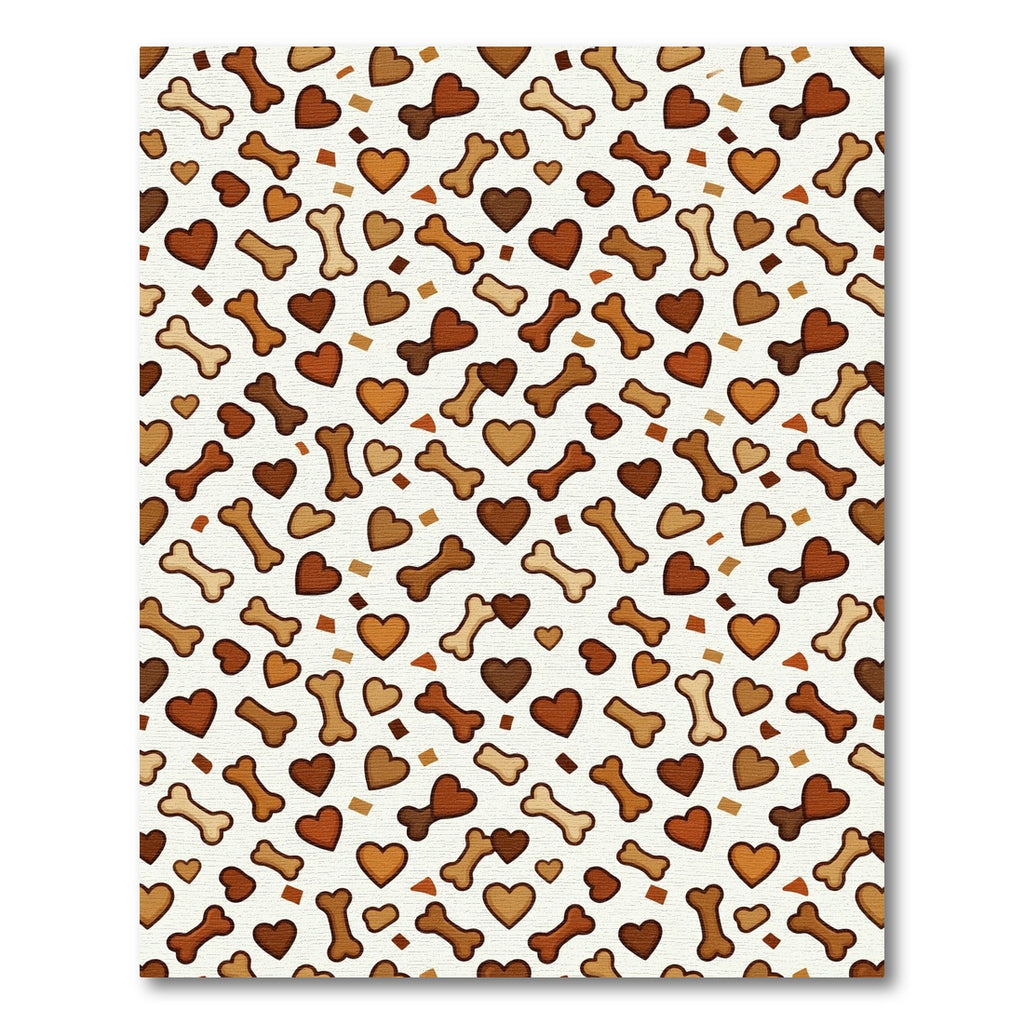 Playful Brown Heart and Bone Tile Rug