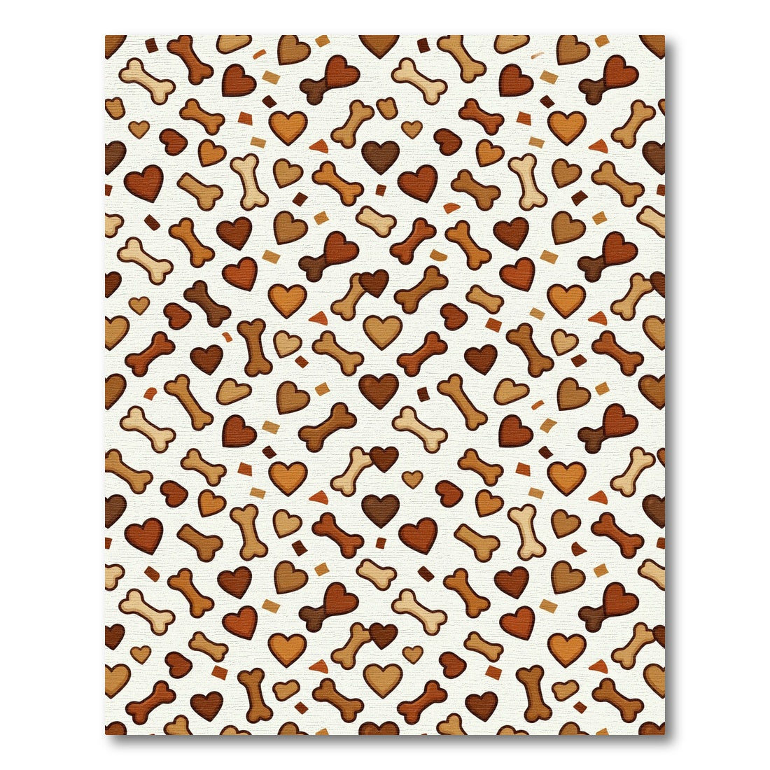Playful Brown Heart and Bone Tile Rug