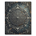 Ornate Charcoal Silver Floral Medallion Rug