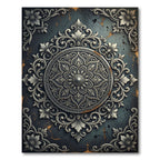 Ornate Charcoal Silver Floral Medallion Rug