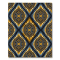 Golden Blue Tribal Sunburst Medallion Rug