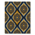 Golden Blue Tribal Sunburst Medallion Rug