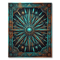 Celestial Teal and Copper Compass Medallion Rug