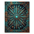 Celestial Teal and Copper Compass Medallion Rug