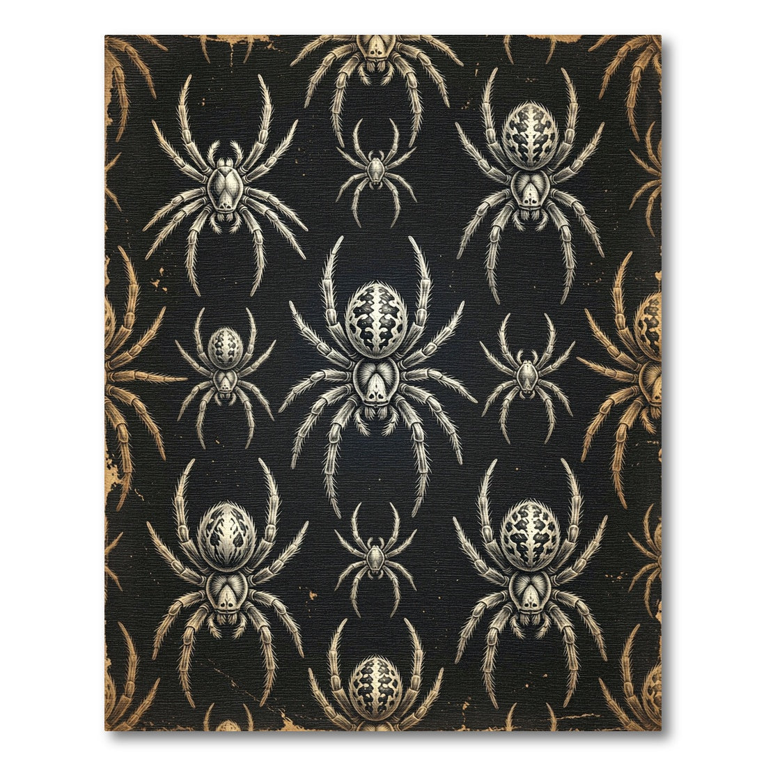 Gothic Black and Gold Spider Art Rug