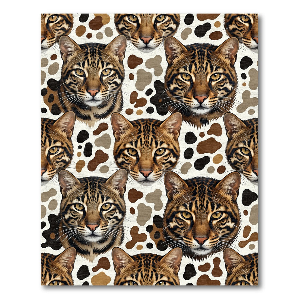 Exotic Brown Ocelot Face Animal Rug