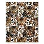 Exotic Brown Ocelot Face Animal Rug