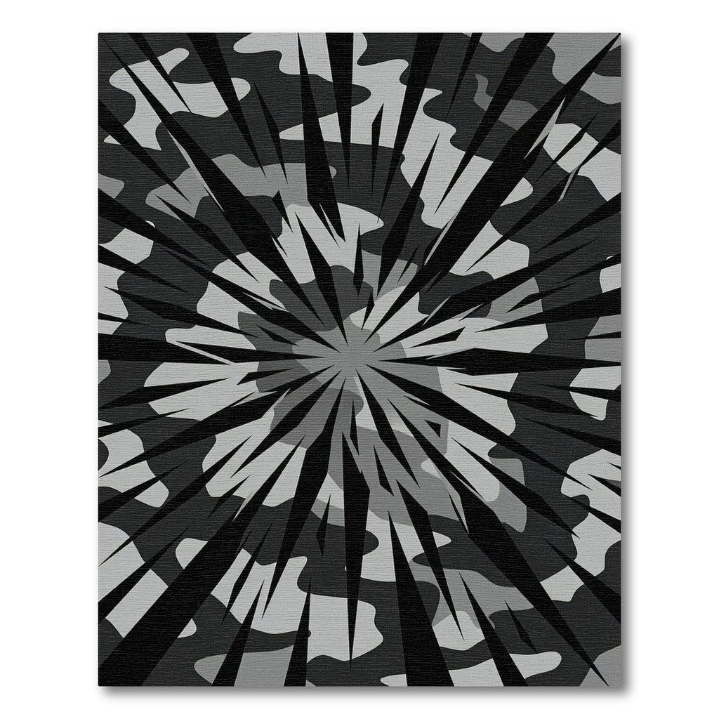 Monochrome Abstract Geometric Radial Burst Rug