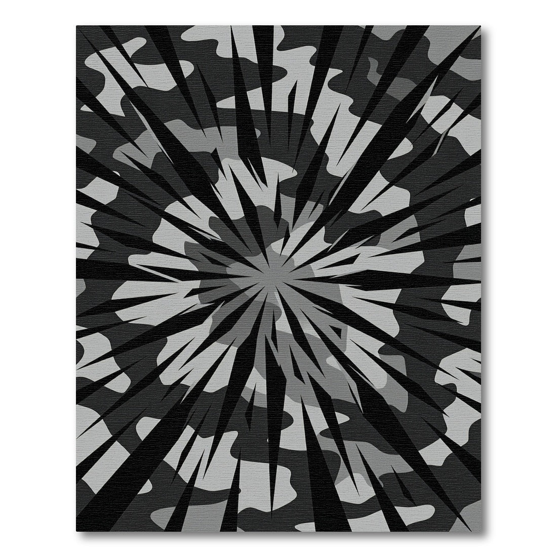 Monochrome Abstract Geometric Radial Burst Rug