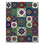 Vibrant Jewel Tone Floral Medallion Tiles Rug