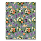Whimsical Peach Rose Violet Garden Rug