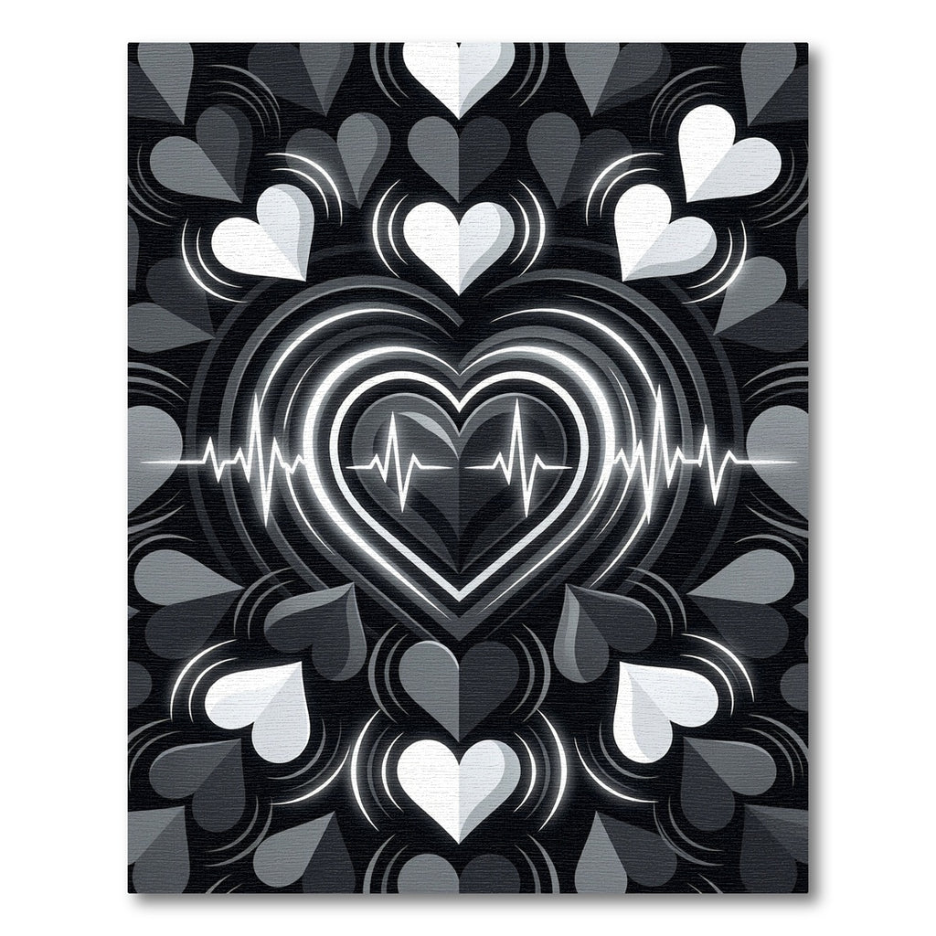 Minimalist Monochrome EKG Heart Echo Rug
