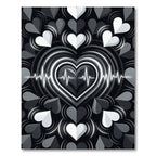 Minimalist Monochrome EKG Heart Echo Rug