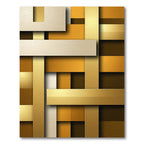 Modern Golden Interlocking Geometric Metallic Blocks Rug