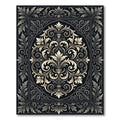 Ornate Black and Gold Acanthus Leaf Rug