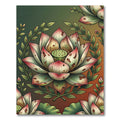 Distressed Pink Lotus Botanical Illustration Rug