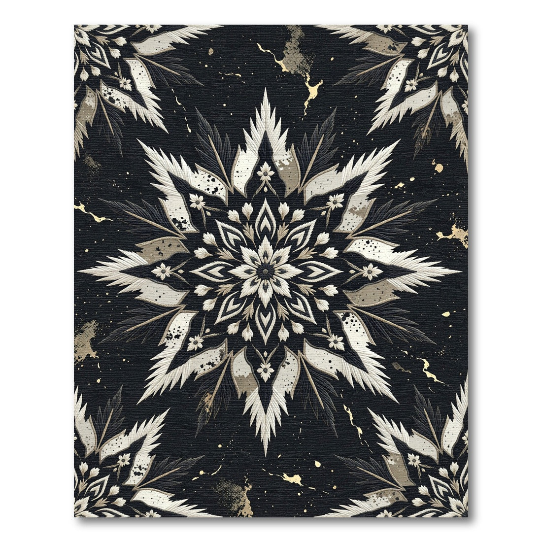 Monochromatic Starburst Ornamental Medallion Rug
