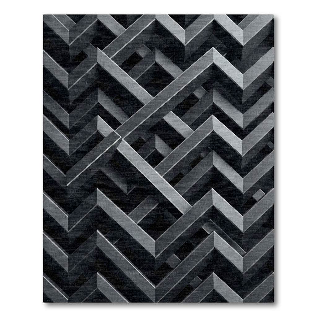 Monochromatic Geometric Interlocking Structure Rug