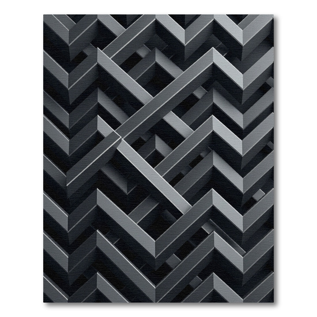 Monochromatic Geometric Interlocking Structure Rug