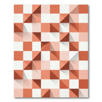 Geometric Terracotta and White Abstract Quilt Rug