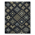 Dark Gray Gold Floral Medallion Tiles Rug