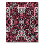 Elegant Crimson Paisley Lotus Medallion Rug
