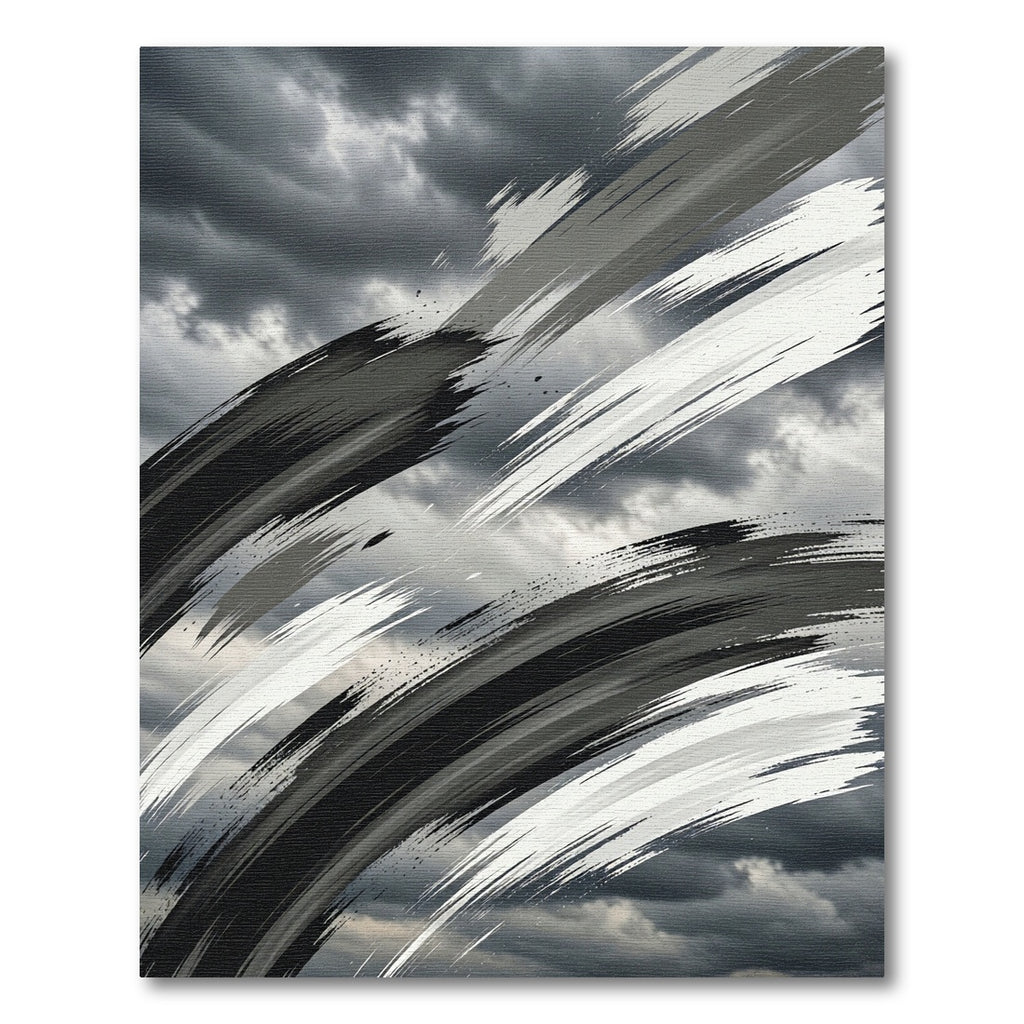 Monochromatic Brush Stroke Arc Rug