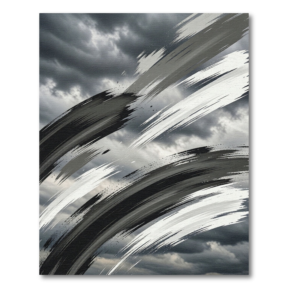 Monochromatic Brush Stroke Arc Rug