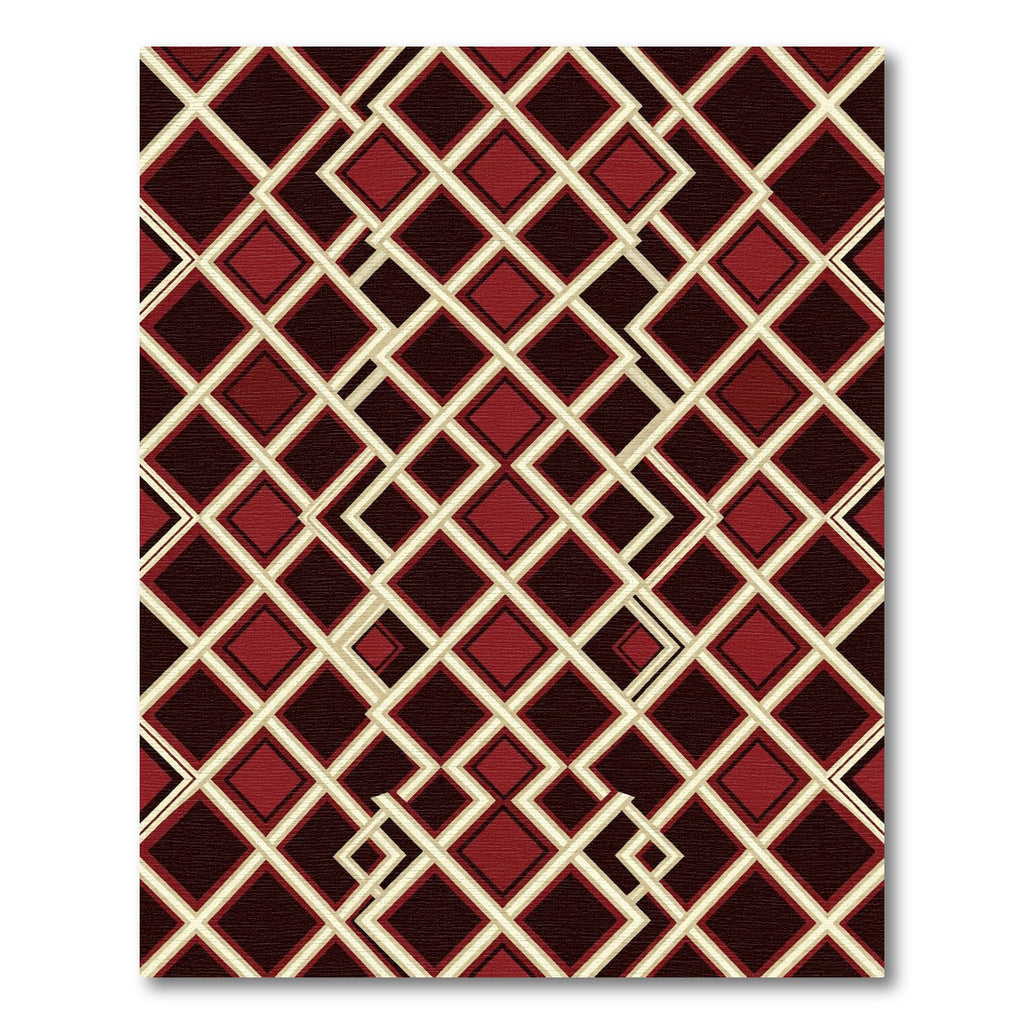 Crimson Interlocking Diamond Net Rug