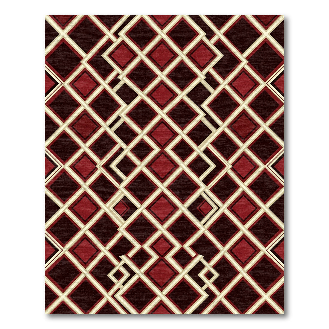 Crimson Interlocking Diamond Net Rug
