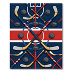 Dynamic Crossed Hockey Stick Ice Rink Rug