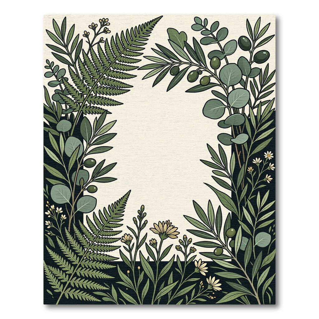 Green Floral Fern Olive Branch Botanical Rug