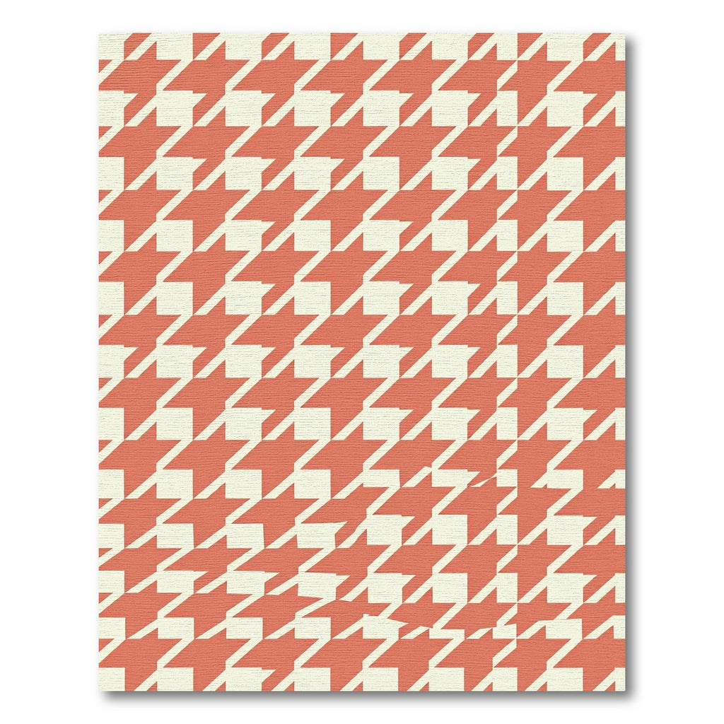 Coral Houndstooth Overlay Rug
