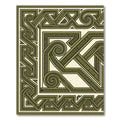 Olive Green Interlocking Geometric Swirl Rug