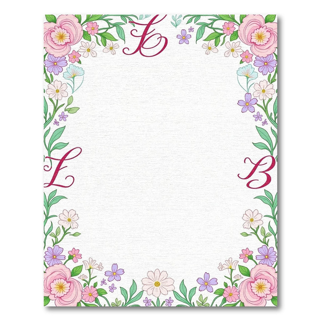 Pastel Floral Corner Border Accents Rug