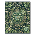 Elegant Sage Botanical Floral Medallion Rug