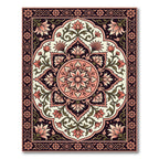 Coral Pink Floral Arch Medallion Rug